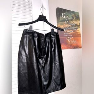 Chic pleather skirt.
